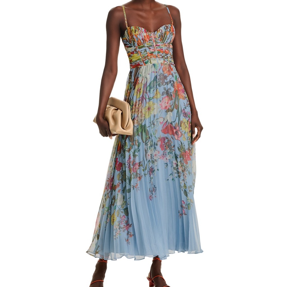 Aqua Multicolor Floral Maxi Dress